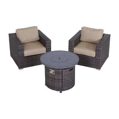 3 Piece Rattan Patio Sofa Set With Comfortable Cushions