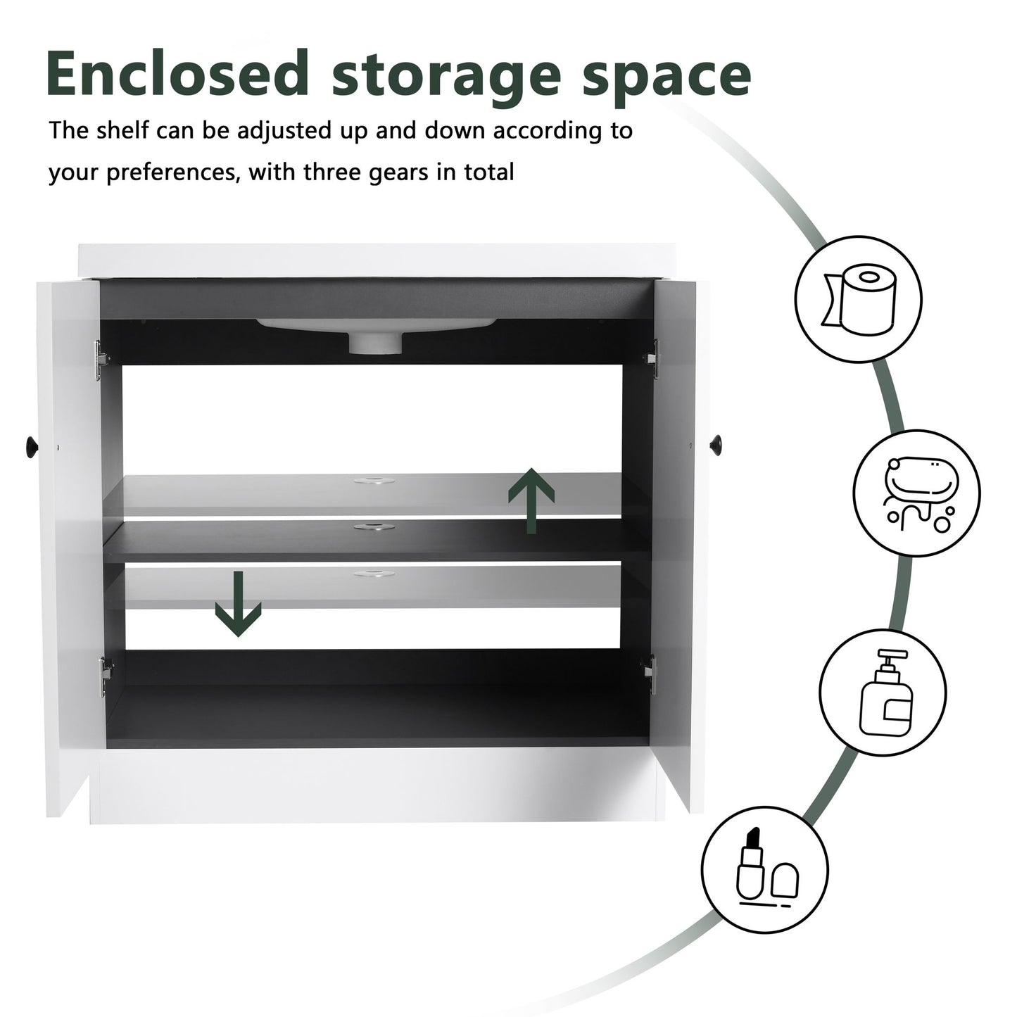 Contemporary Freestanding Bathroom Vanity With Resin Sink & Soft-Close Cabinet Doors