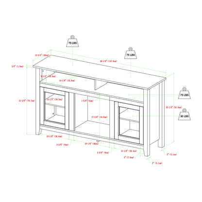 Classic Glass Door Fireplace Tall TV Stand For TVs Up To 65"
