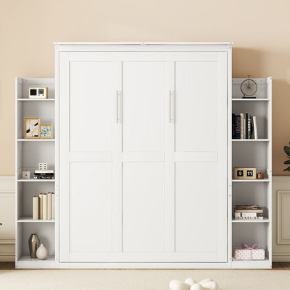 Wall Murphy Bed With Shelves And LED Lights