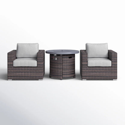 3 Piece Rattan Patio Sofa Set With Comfortable Cushions