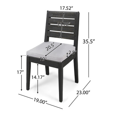 Patio Armless Dining Chair With Laid Back Slat Panel Design - Light Gray