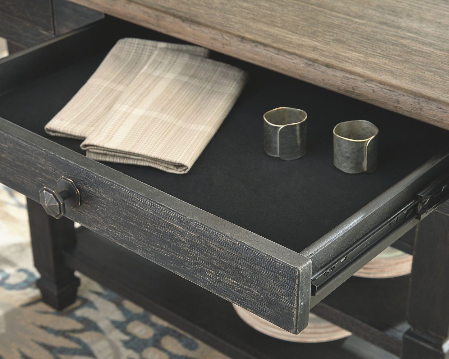 Tyler Creek - Black / Gray - Rectangular Dining Room Counter Table