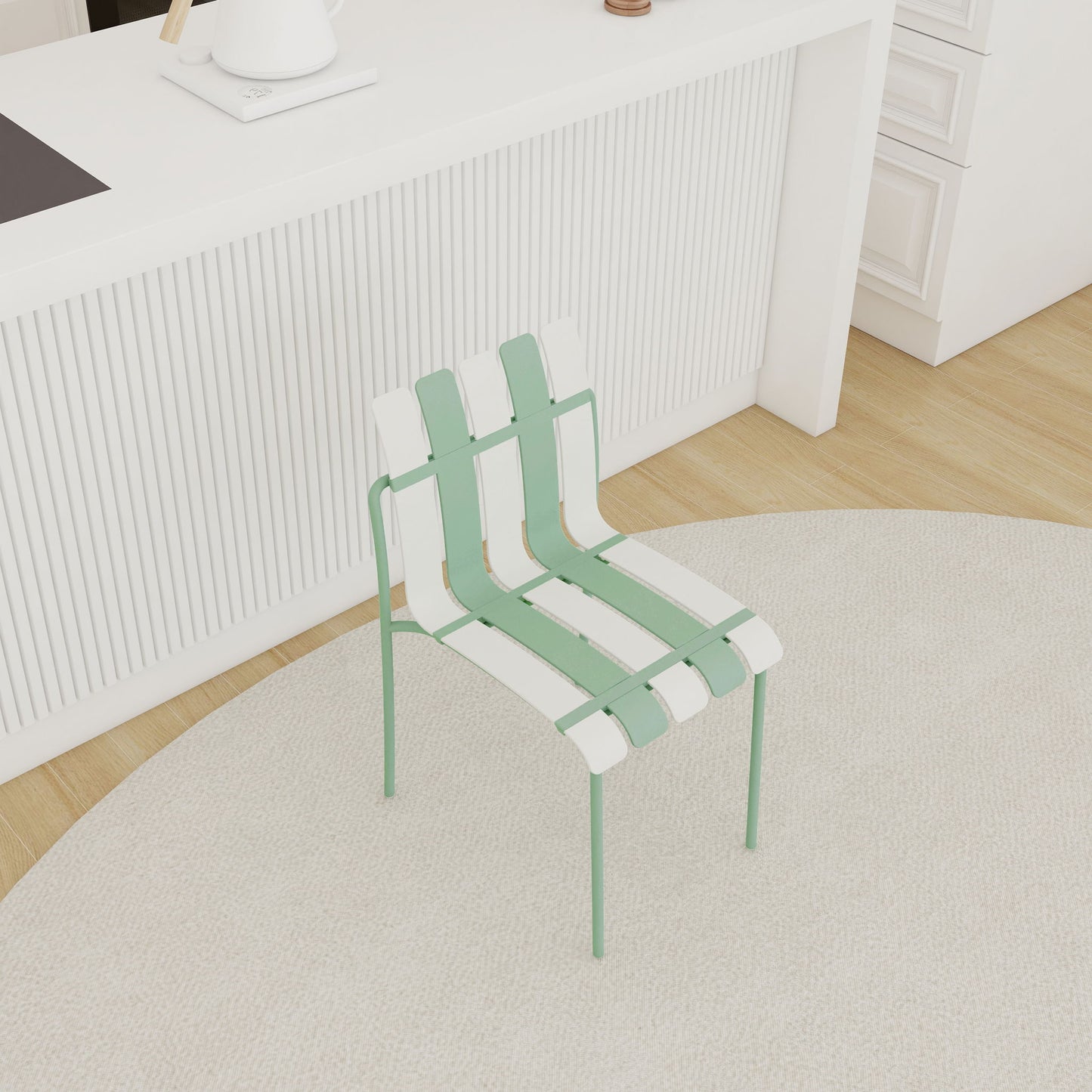 4 Piece Set Of Modern Color Block Designed Single Chairs