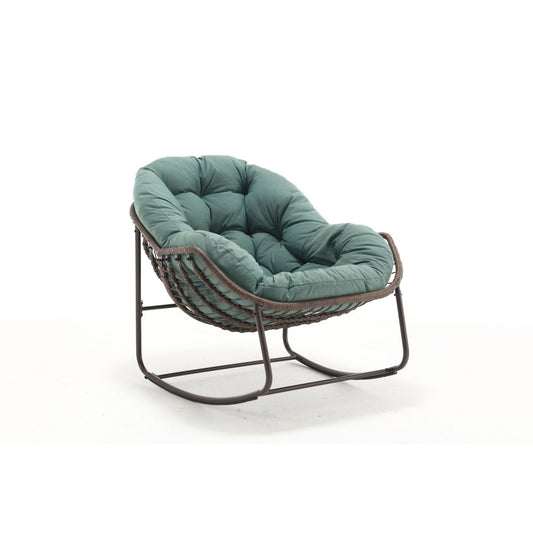 Indoor / Outdoor Oversized Wicker Egg Rocker Chair - Light Green