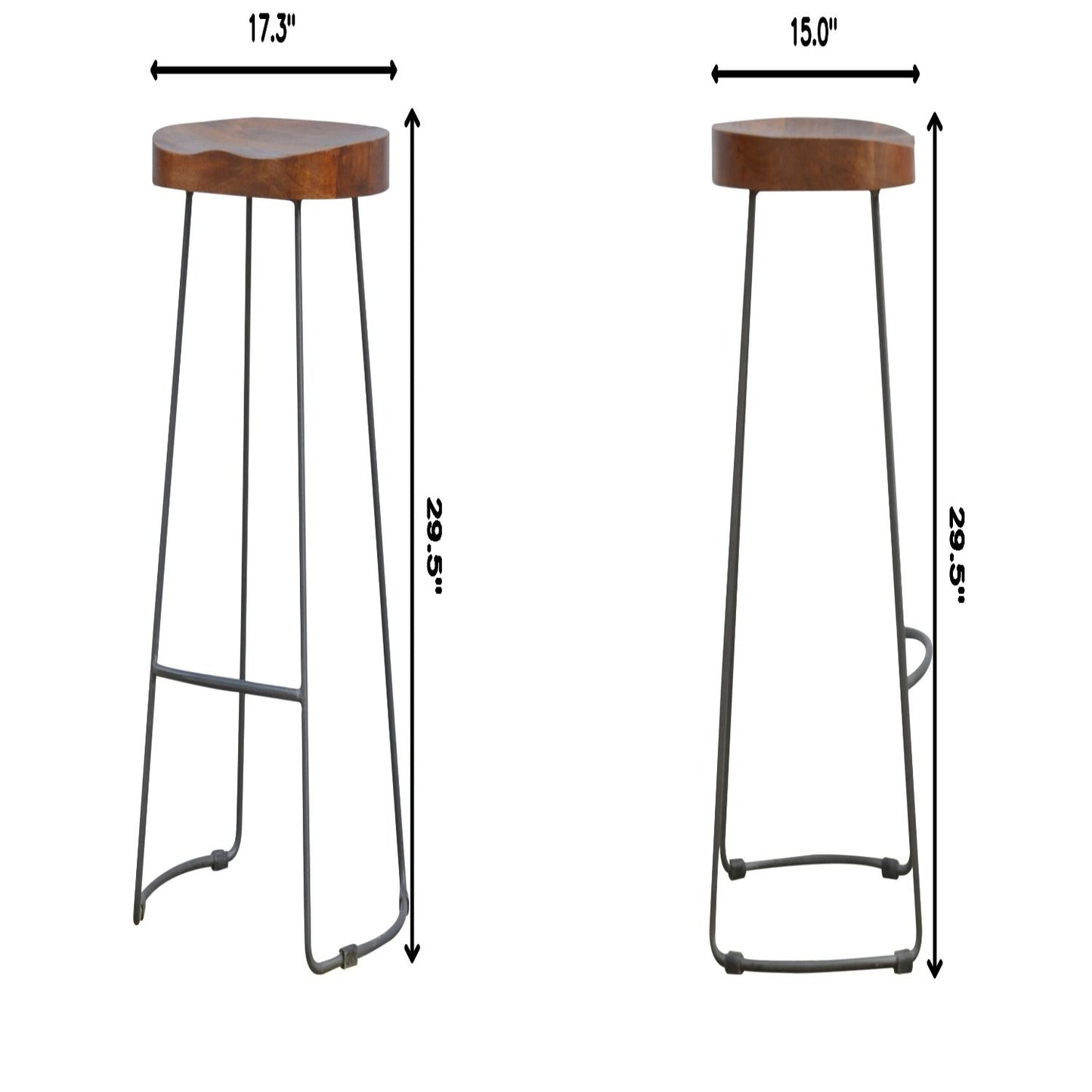 Industrial Chunky Bar Stool - Chestnut