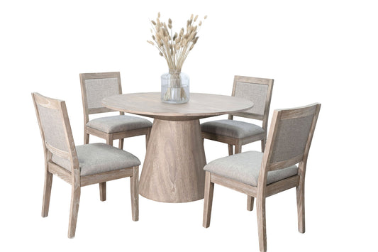 Round 5 Piece Dining Set - Wheat / Light Brown