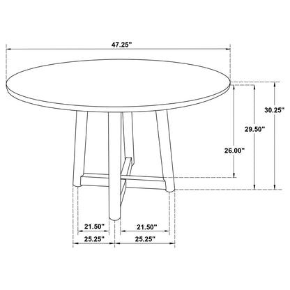 Guinea - 5 Piece Dining Set With Round Table And Upholstered Chairs - Walnut