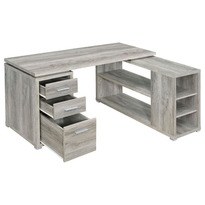 Transitional L Shape Computer Desk With Multiple Storage And Built In File Cabinet