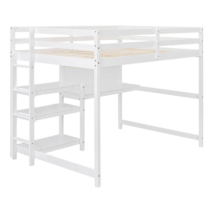 Loft Bed With Shelves, Desk And Writing Board