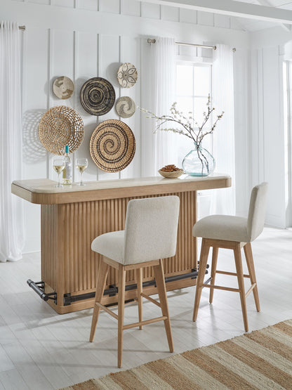 Escape - 78" Dining Bar With Stone Top - Vanilla Bean