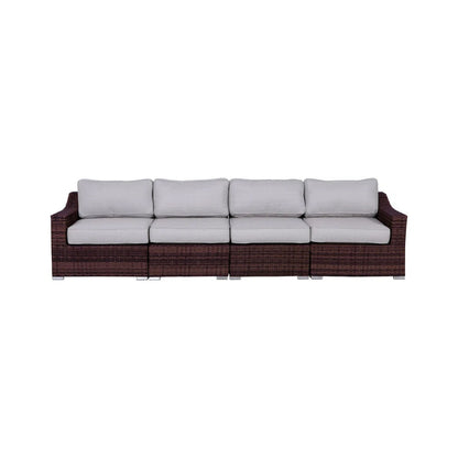 Contemporary Outdoor Rattan Wicker Sectional Seating Group With Cushions