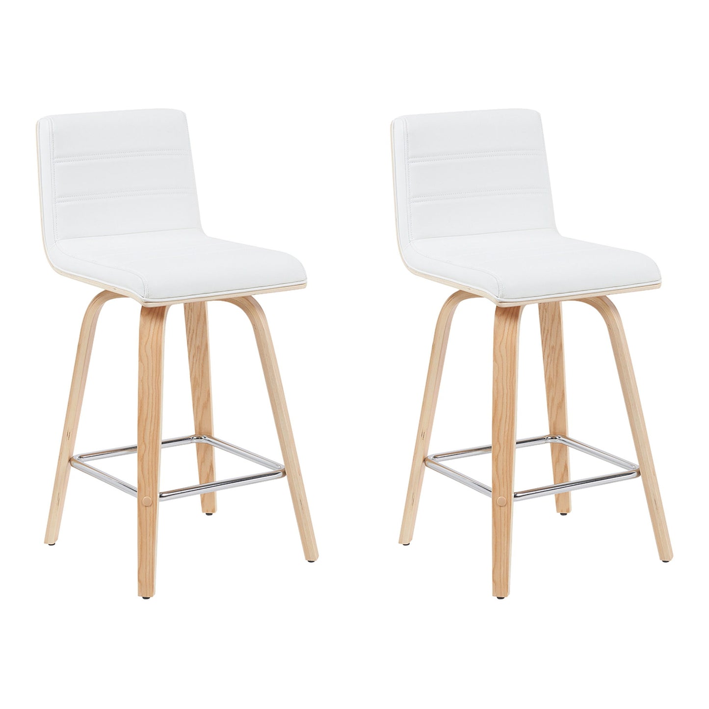 Vienna - Modern Counter Height Swivel Bar Stool - Patterned Oak Wood Frame