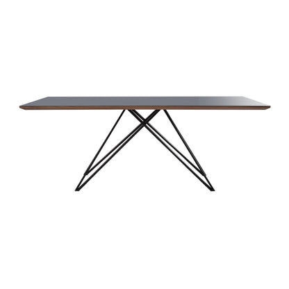 Urbino - Mid-Century Dining Table Glass Top - Matte Black / Dark Gray