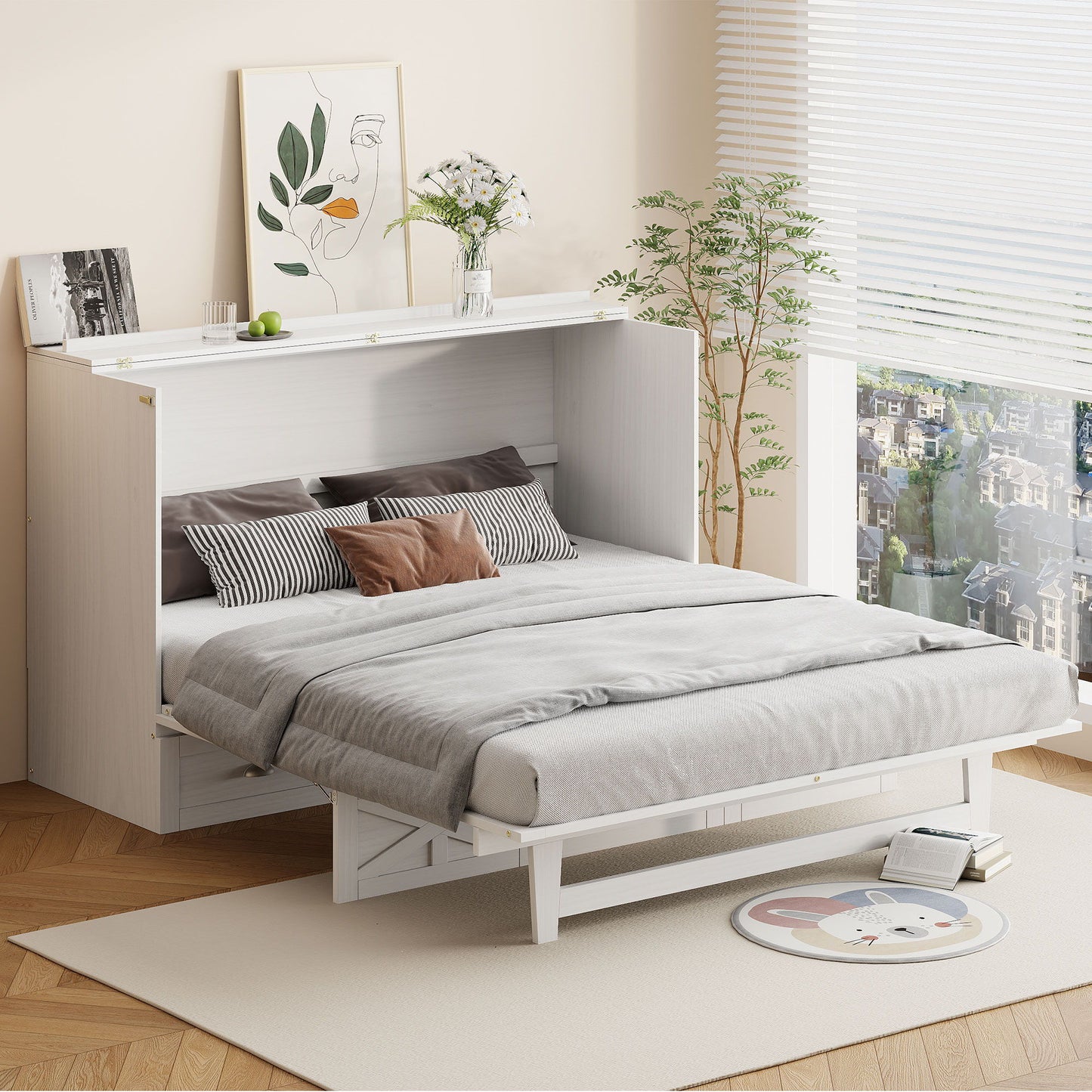 Murphy Bed With Large Drawers And USB Ports