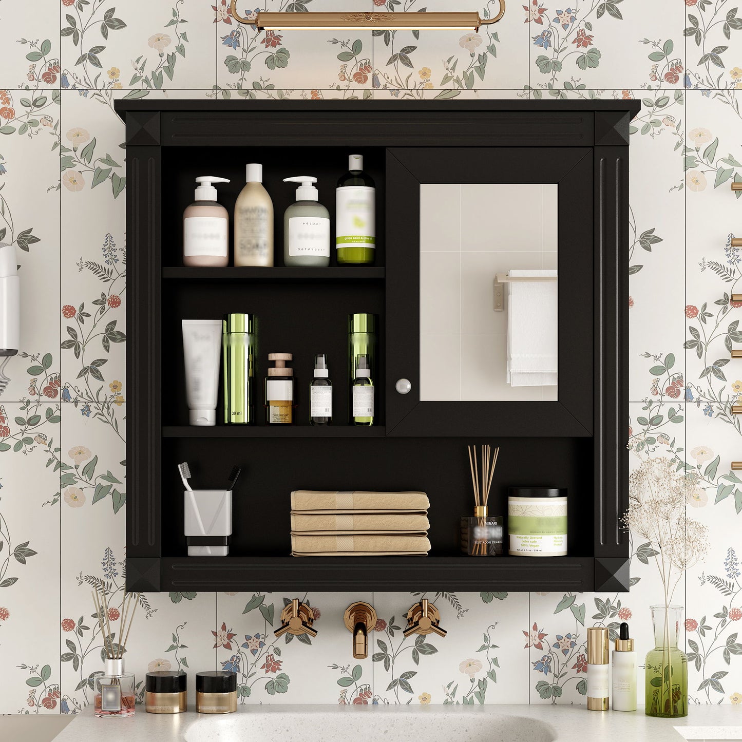 Wall-Mounted Bathroom Cabinet With Mirror And Adjustable Shelves