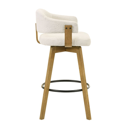 Callah - Contemporary Natural Wood Bar Height Kitchen Bar Stool