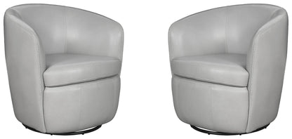 Barolo - 100% Italian Leather Swivel Club Chair (Set of 2)