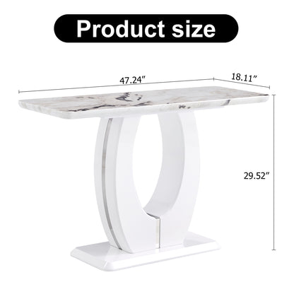 Modern Simple Glossy Rectangular Counter Bar Table For Living Room Bedroom Office Bathroom - White
