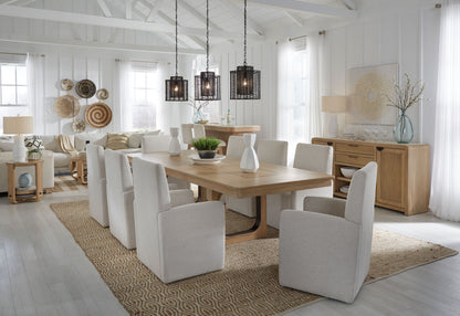 Escape - 72" Dining Buffet Server With Stone Top - Glazed Natural Oak Natural Cane Vanilla Bean Stone