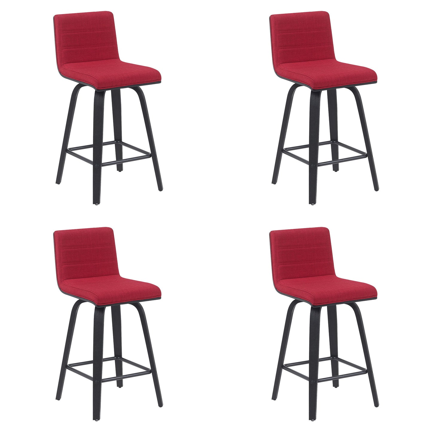 Vienna - Modern Counter Height Swivel Bar Stool - Black Brushed Wood Frame