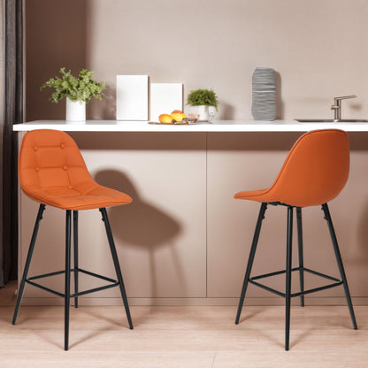 Modern Metal Counter Height Bar Stools With Back And Footrest (Set of 2)