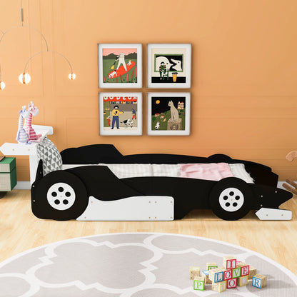Race Car-Shaped Platform Bed With Wheels