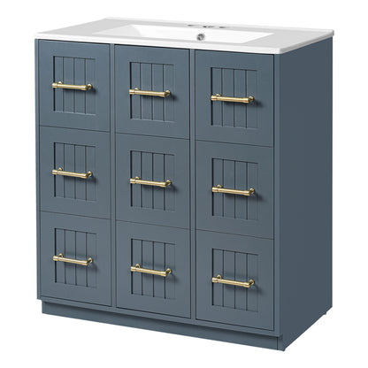 Bathroom Vanity With Undermount Sink, Soft-Close Doors, Drawers, Ceramic Sink