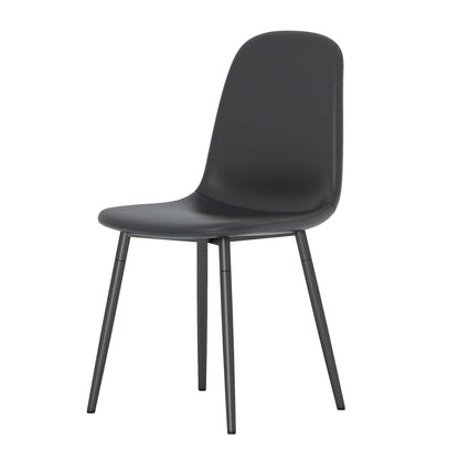 Modern Medieval Style Cushioned Side Chairs Set With Black Metal Legs For Kitchens