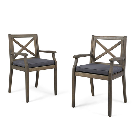 Perla - Dining Chair Set With Cushions 2 Piece - Dark Gray