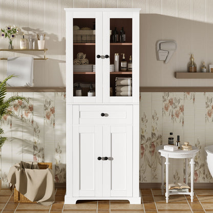 Bathroom Storage Cabinet, Adjustable Shelves & Drawer, Freestanding Tower