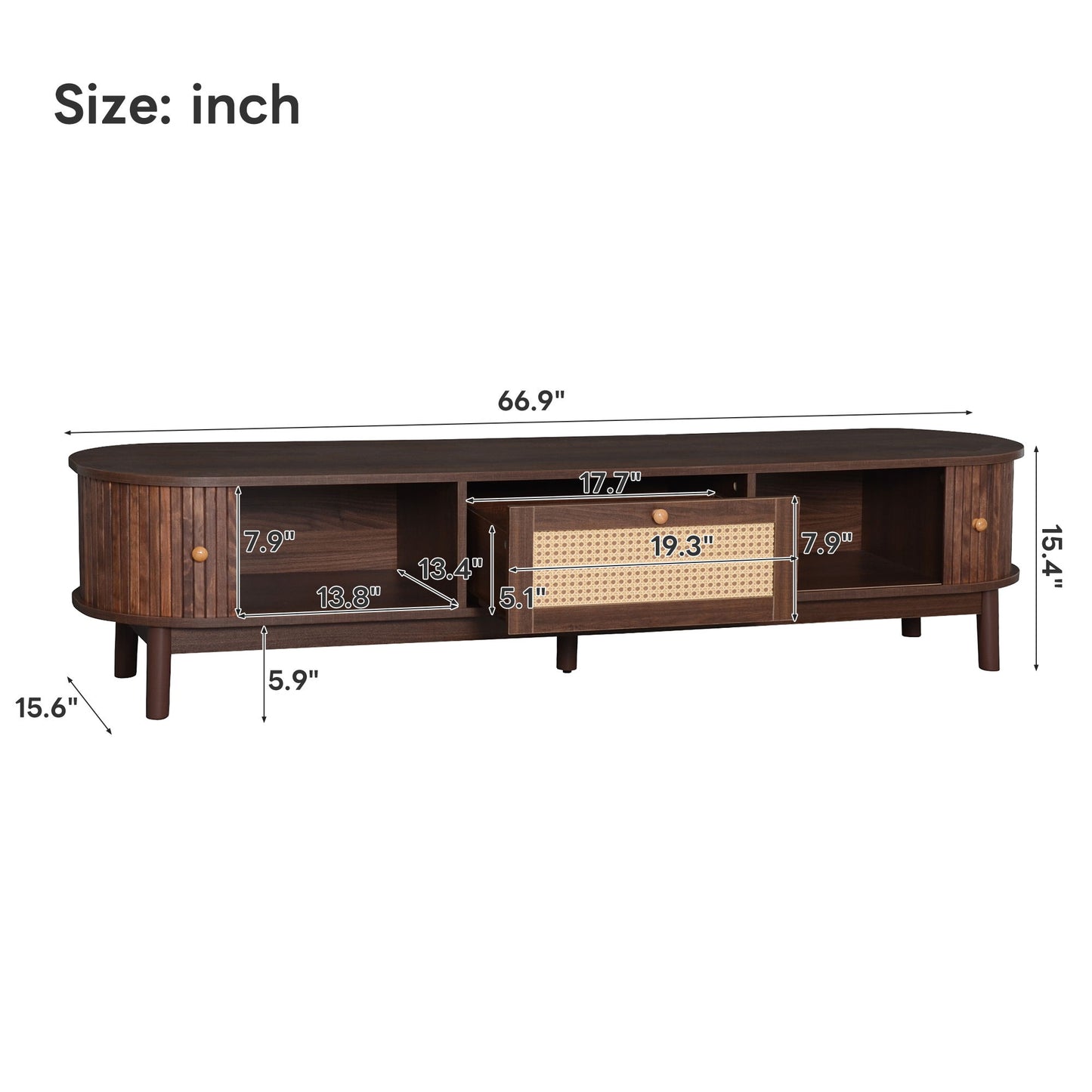 TV Stand For 75" TVs With Drawer, 1 Drawer And 2 Sliding-Door Cabinets - Dark Brown