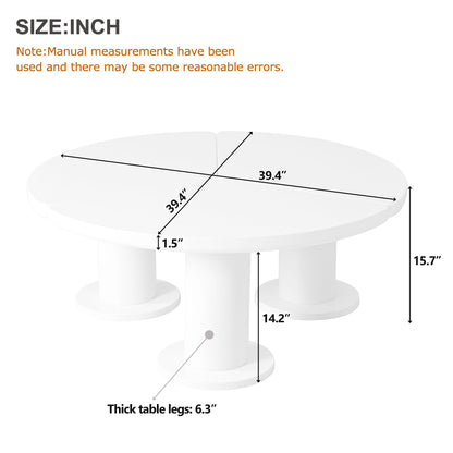 Round Petal Shaped Coffee Table With 3 Thick Legs