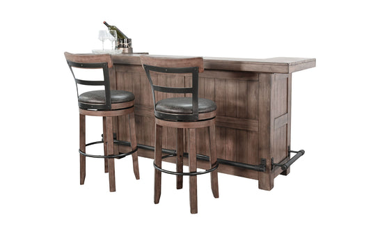 80" Wood Home 3 Piece Bar Set With Stools - Buckskin