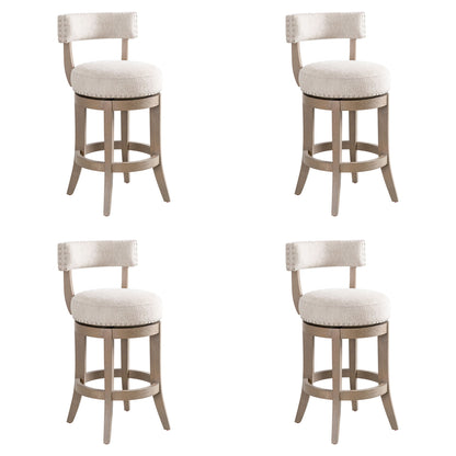 Mystic - Solid Wood Upholstered 26" Counter Height Swivel Barstool