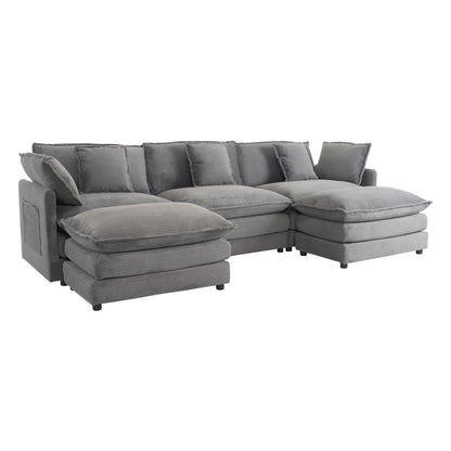 Modern Modular Sectional Sofa With Side Storage Pockets For Living Room