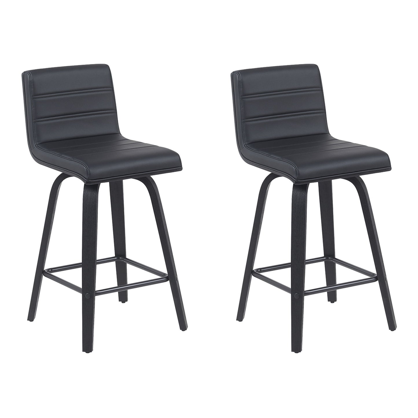 Vienna - Modern Counter Height Swivel Bar Stool - Black Brushed Wood Frame