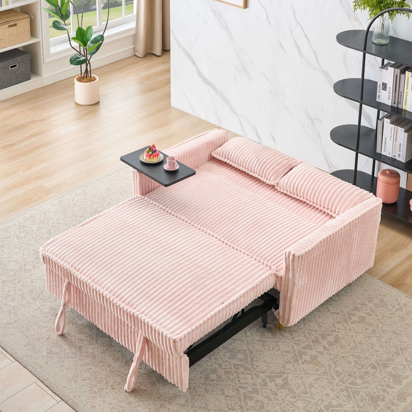 Pull Out Sofa With Movable Tabletop And USB Ports