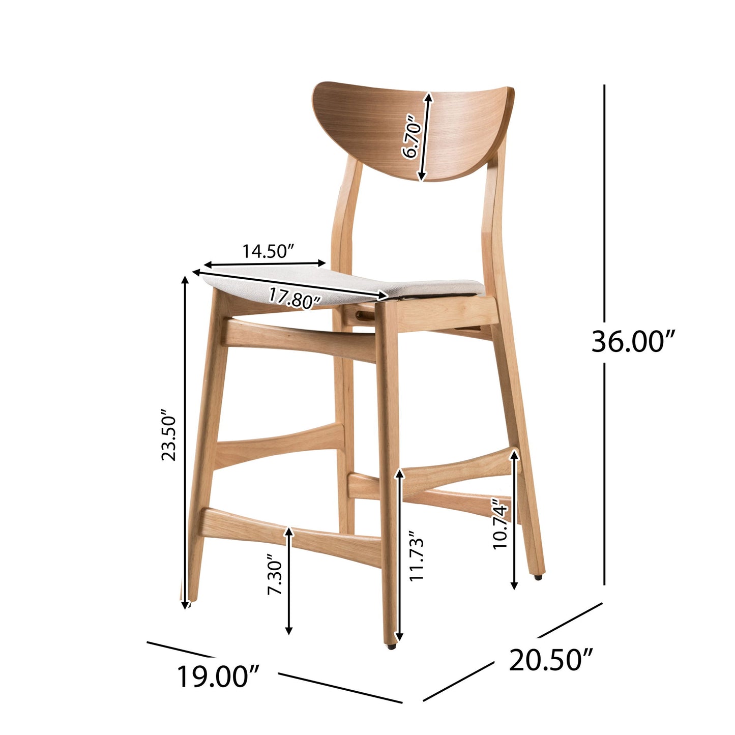 Retro Modern Counter Height Chair Set With Cushioned Seats