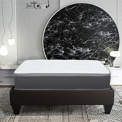 10" Full Size Hybrid Mattress In A Box, Gel Memory Foam Mattress Top With Pocket Coil Base - Gray / White