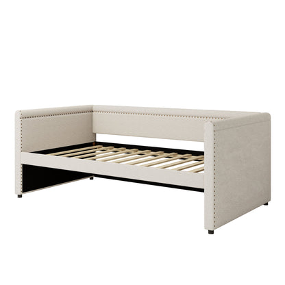 Modern Style Upholstered Daybed With Trundle For Guest Room, Small Bedroom