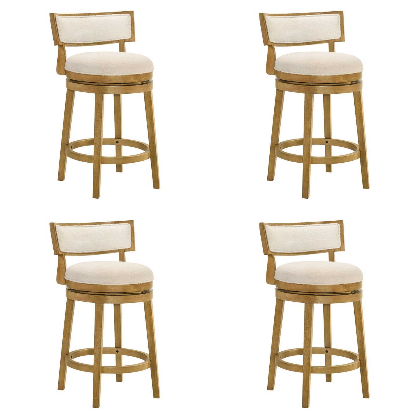 Noely - Modern Farmhouse Swivel Wood Counter Height Kitchen Bar Stool