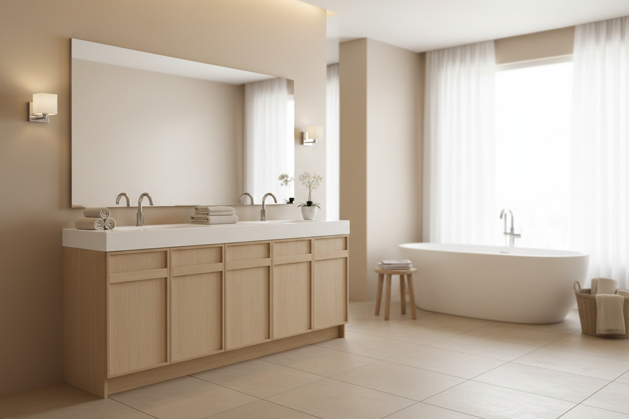 Freestanding Bathroom Vanity With Resin Sink & Soft Close Cabinet Doors