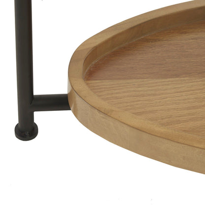 Oval Coffee Table With Metal Legs - White / Natural