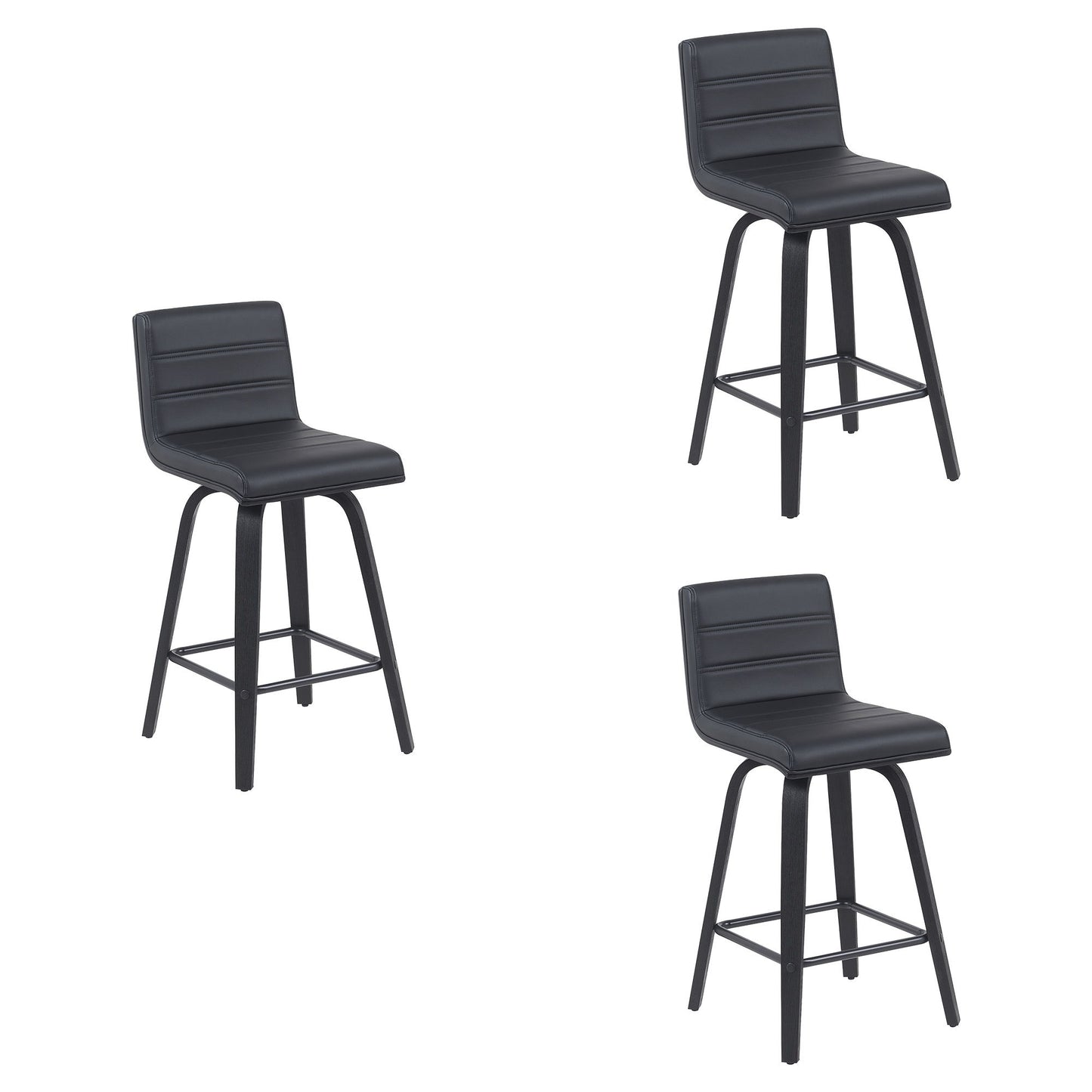 Vienna - Modern Counter Height Swivel Bar Stool - Black Brushed Wood Frame