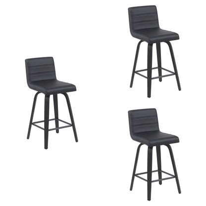 Vienna - Modern Counter Height Swivel Bar Stool - Black Brushed Wood Frame