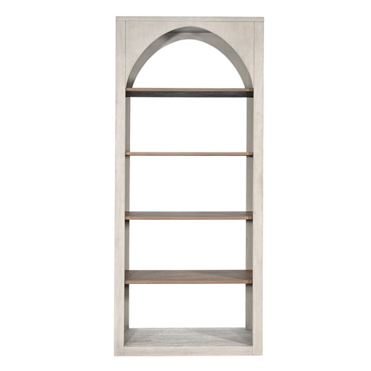 Tall Arched Wood Bookshelf With Open Shelving
