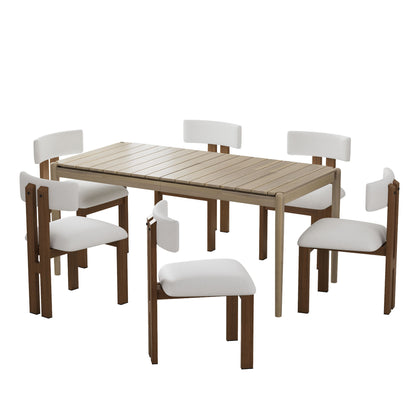 Modern 7 Piece Dining Set With Upholstered Armless Chairs And Dining Table