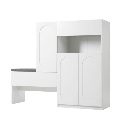 Elegant 2 In 1 Shoe Cabinets With Soft Cushion Versatile Shoe Rack Organizer With Adjustable Shelves