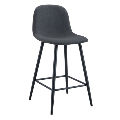 Modern Black Pu Bar Chair Rounded Backrest (Set of 2)
